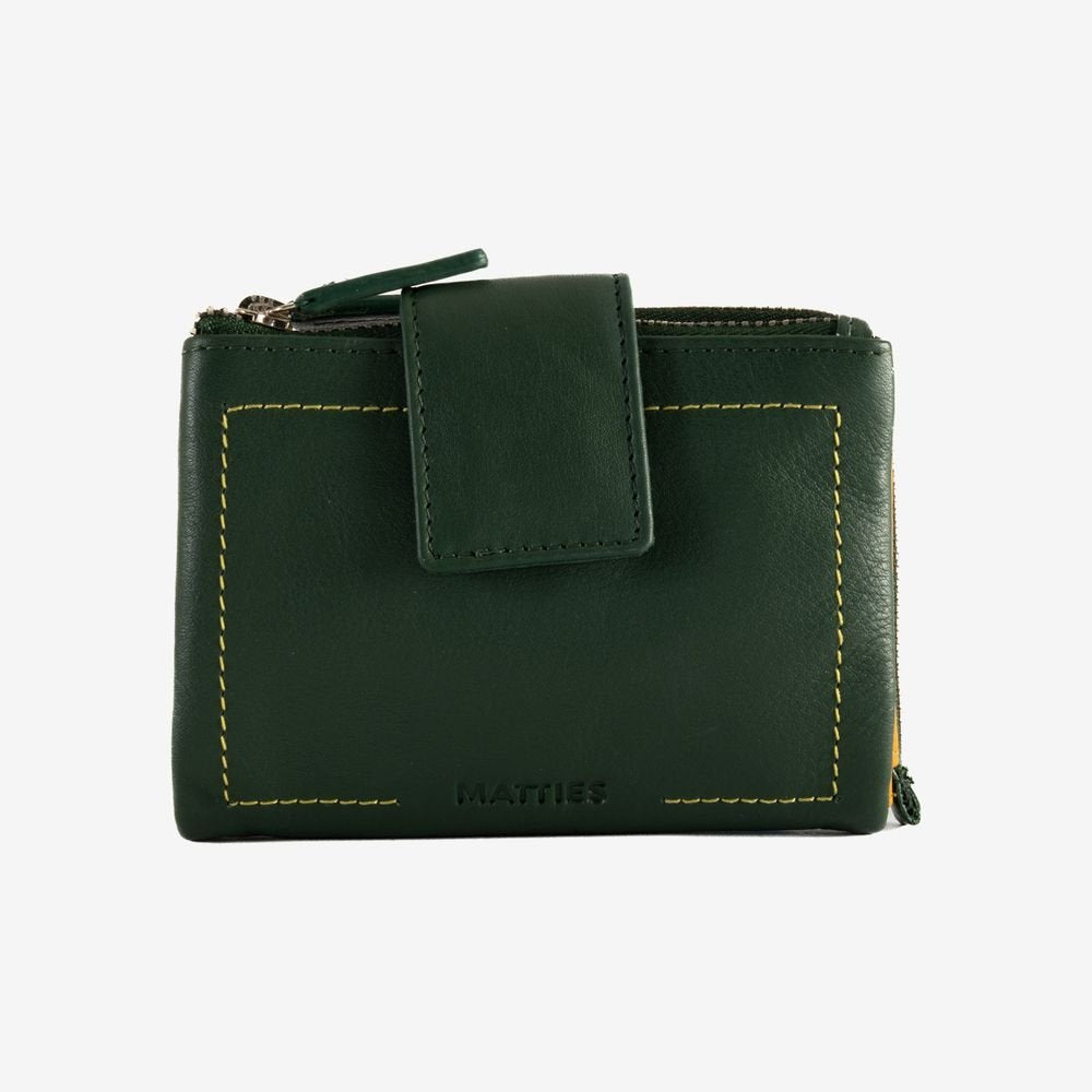 Cartera Mujer Broche Cremallera Verde Nilo 12x9cm