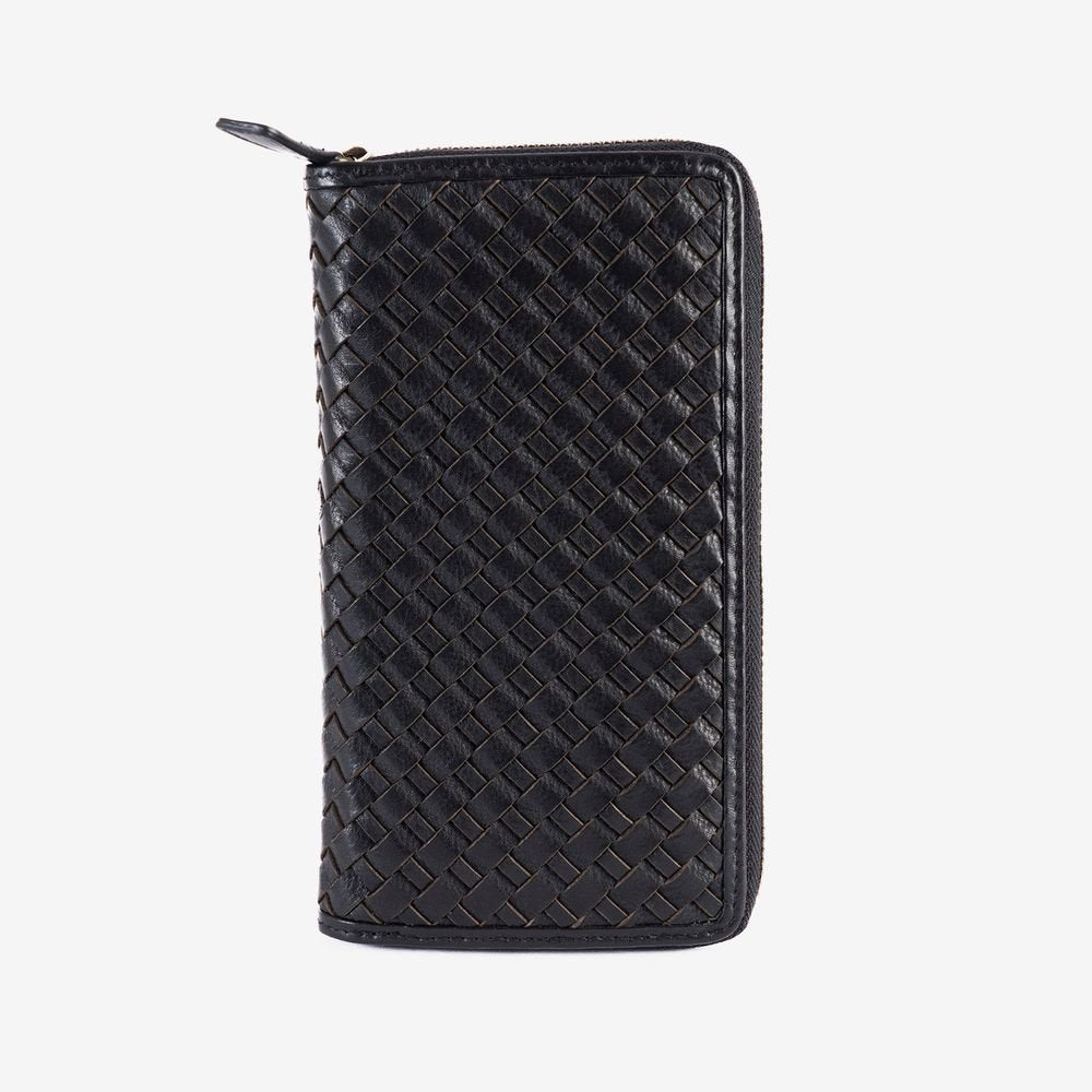 Cartera mujer cremalleras negra trenzada MATTIES
