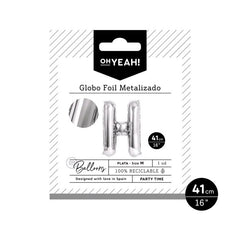 GLOBO POLIAMIDA LETRA H 41CM-16 PLATA METALIZADO 1 UD | AMBER MOOD OH YEAH | 1 UNIDAD | 8435557704002
