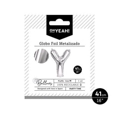 GLOBO POLIAMIDA LETRA Y 41CM-16 PLATA METALIZADO 1 UD | AMBER MOOD OH YEAH | 1 UNIDAD | 8435557704187