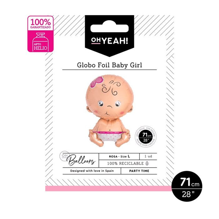 Globo Baby Girl Rosa 71cm Apto Helio AMBER Mood Oh Yeah Imagen principal del producto