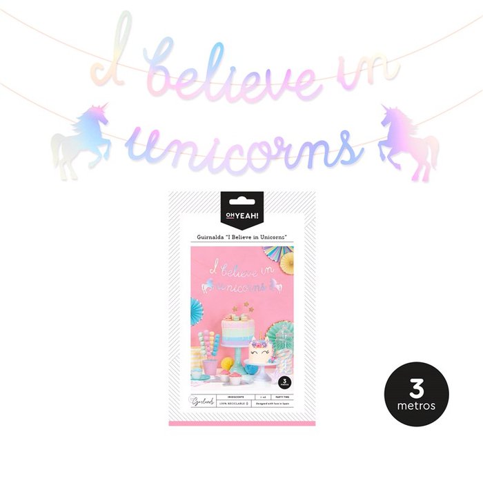 GUIRNALDA BELIEVE IN UNICORNS IRIDISCENTE 3M CARTON 1UD | AMBER MOOD OH YEAH | 1 UNIDAD | 8435557709595