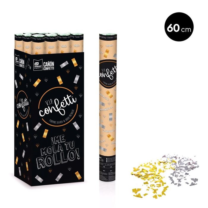 CAÑON CONFETI ORO Y PLATA METALIZADO 60CM 1 UD | AMBER MOOD OH YEAH | 1 UNIDAD | 8435557709793