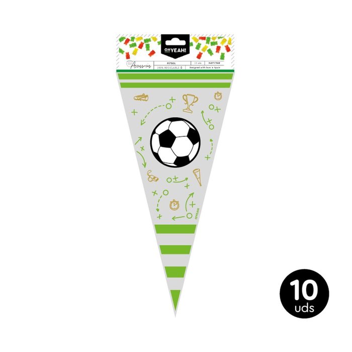 SET 10 BOLSAS CHUCHES FUTBOL 18X37CM PP | AMBER MOOD OH YEAH | 1 UNIDAD | 28435557712865