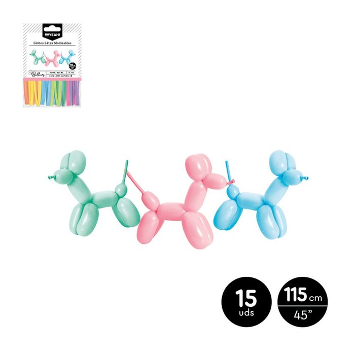 BOLSA 15 GLOBOS LATEX MOLDEABLE COLOR SURTIDO PASTEL | AMBER MOOD OH YEAH | 1 UNIDAD | 28435557713060