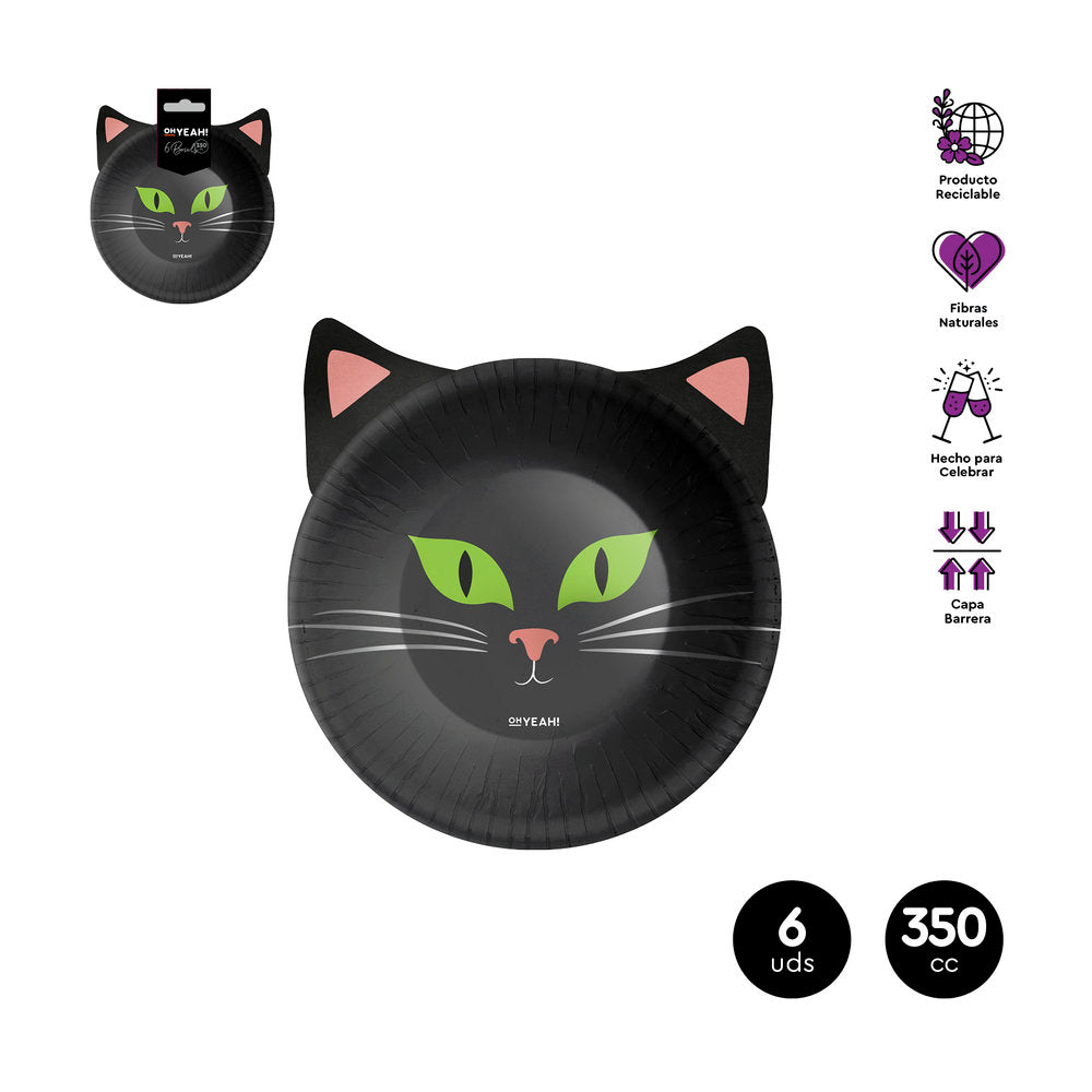 SET 6 UDS BOL REDONDO FORMA GATO NEGRO 350CC CARTON | AMBER MOOD OH YEAH | 1 UNIDAD | 8435557718207 Imagen principal del producto