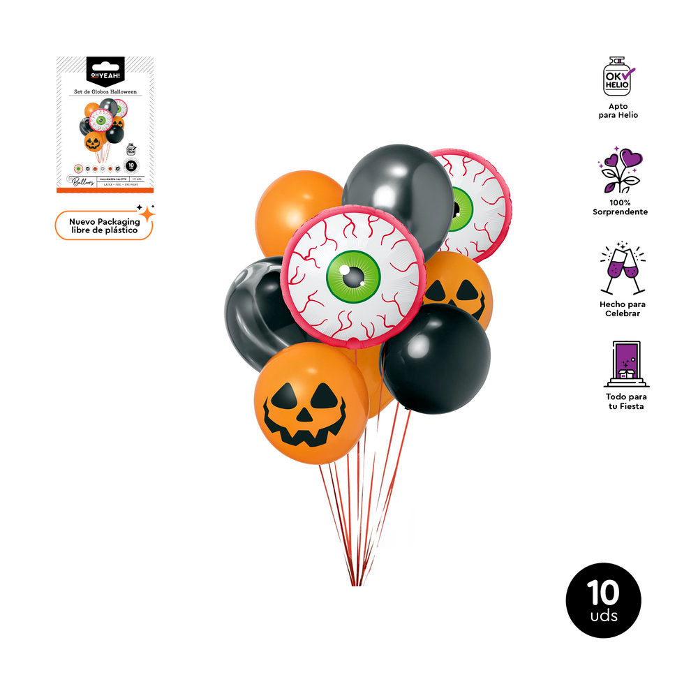 SET 10UDS GLOBOS HALLOWEEN FOIL+LATEX | AMBER MOOD OH YEAH | 1 UNIDAD | 8435557718498