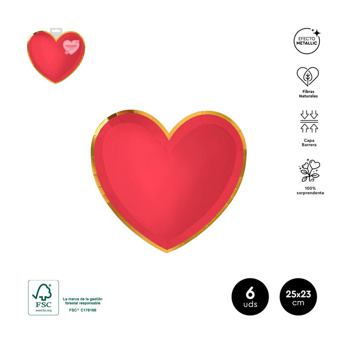 SET 6 PLATOS FORMA CORAZON 25X23CM CARTON FSC MIX70% | AMBER MOOD OH YEAH | 1 UNIDAD | 8435557723553