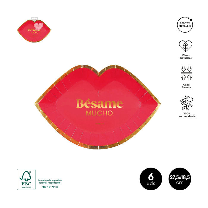 SET 6 PLATOS FORMA LABIOS 27,5X18,5CM CARTON FSC MIX70% | AMBER MOOD OH YEAH | 1 UNIDAD | 8435557723560 Imagen principal del producto