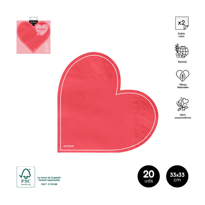 PAQUETE 20 SERVILLETAS 2 CAPA CORAZON 33X33CM FSC MIX70% | AMBER MOOD OH YEAH | 1 UNIDAD | 8435557723577