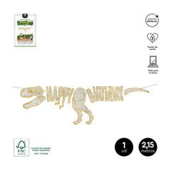 GUIRNALDA ESQUELETO DINOSAURIO HAPPY BIRTHDAY 2M CARTON | AMBER MOOD OH YEAH | ENVASE 12 UDS. UNIDAD | 8435557724116
