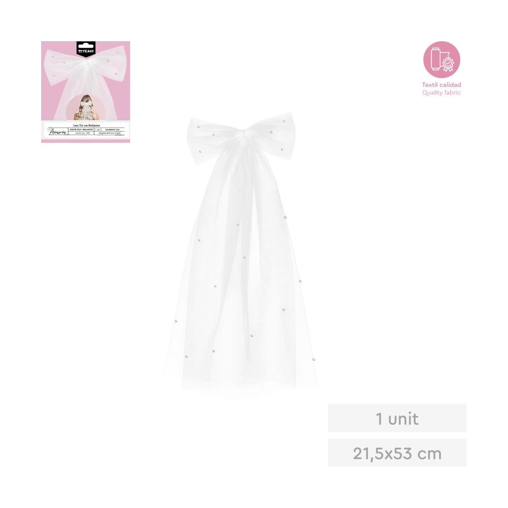 LAZO PARA EL PELO TUL BLANCO BRIDE 21X55CM 1 UD | AMBER MOOD OH YEAH | 1 UNIDAD | 8435557724499 Imagen principal del producto