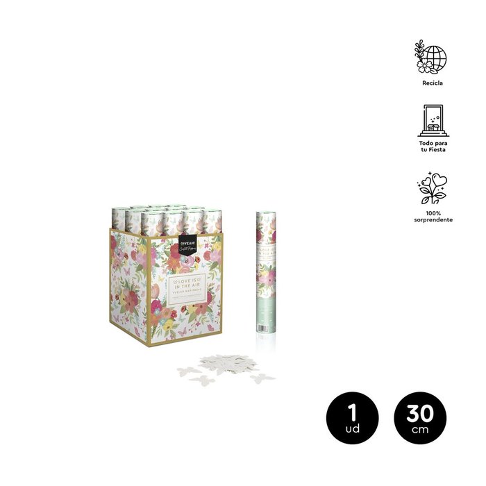 CAÑON CONFETI MARIPOSAS BLANCO 30CM | AMBER MOOD OH YEAH | 1 UNIDAD | 18435557724663