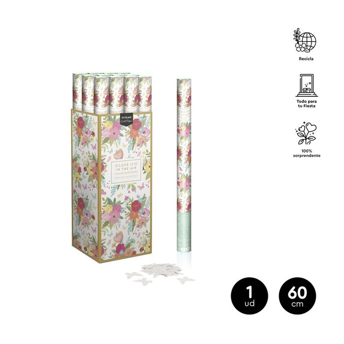 EXP,12 CAÑON CONFETI MARIPOSAS BLANCO 60CM | AMBER MOOD OH YEAH | 1 UNIDAD | 8435557724697