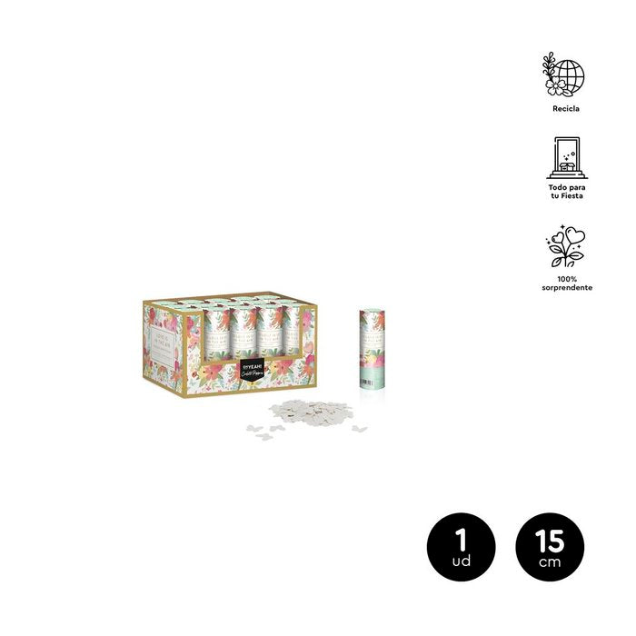 MINI CAÑON CONFETI MARIPOSAS BLANCO 15CM | AMBER MOOD OH YEAH | 1 UNIDAD | 8435557725960