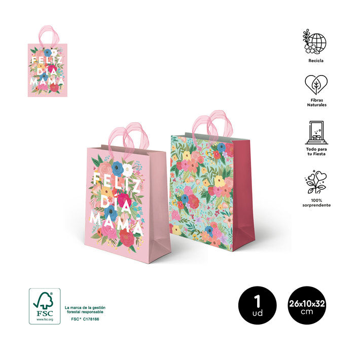BOLSA FELIZ DIA MAMA FLORAL SUR, 26X10X32 CM | AMBER MOOD OH YEAH | 1 UNIDAD | 8435557726110 Imagen principal del producto