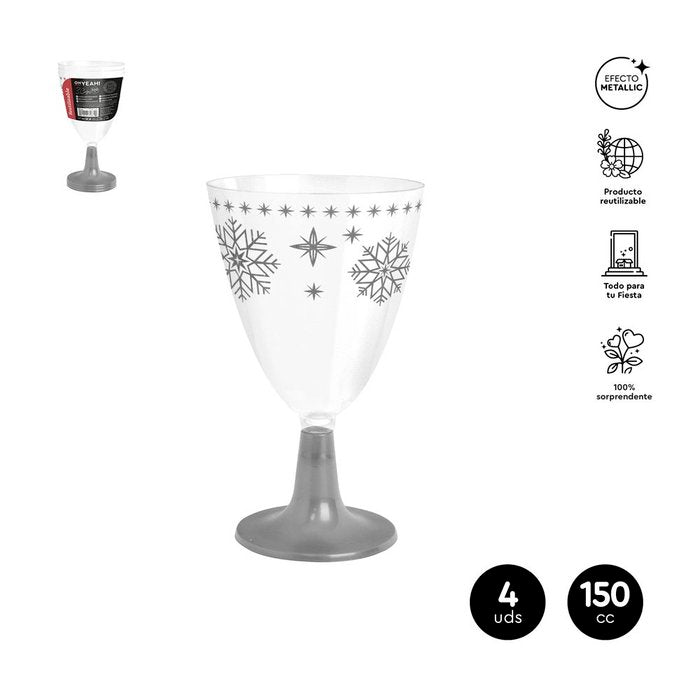 SET 3UDS COPA AGUA/VINO NAVIDAD PIE PLATA 220CC | AMBER MOOD OH YEAH | ENVASE 6 UDS. UNIDAD | 8435557728497