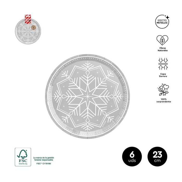 BLISTER 6UDS PLATO NAVIDAD PLATA 23CM CARTON | AMBER MOOD OH YEAH | 1 UNIDAD | 8435557728541