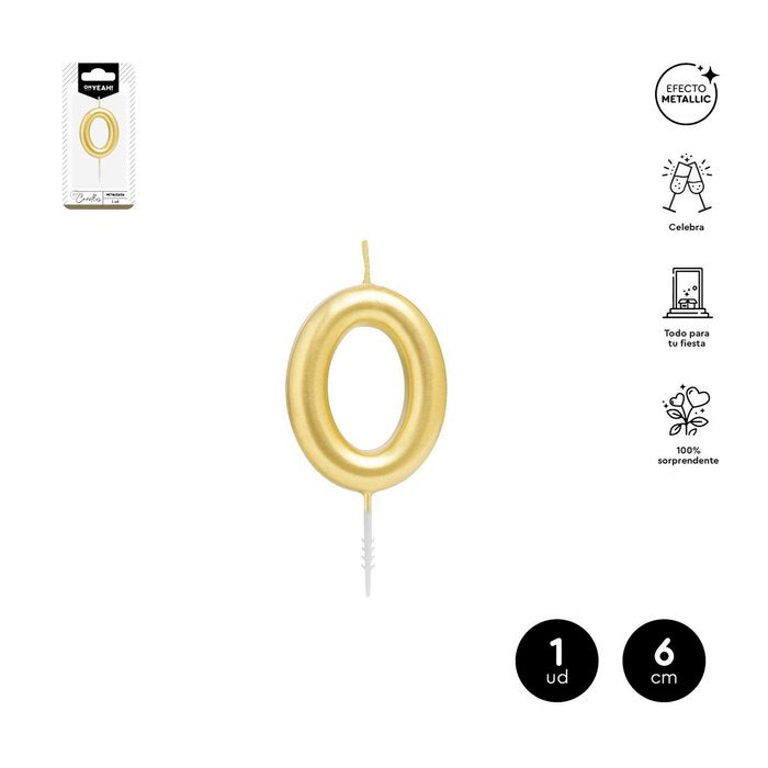 VELA CERA NUMERO 0 ORO 6 CM | AMBER MOOD OH YEAH | 1 UNIDAD | 28435557729658