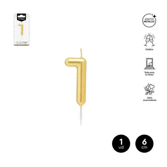 VELA CERA NUMERO 1 ORO 6 CM | AMBER MOOD OH YEAH | 1 UNIDAD | 28435557729665
