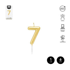 VELA CERA NUMERO 7 ORO 6 CM | AMBER MOOD OH YEAH | 1 UNIDAD | 28435557729726