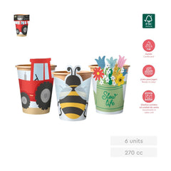 SET 6UDS VASO CARTON CON FUNDA GRANJA DISEÑO SURTIDOS 270C | AMBER MOOD OH YEAH | ENVASE 32 UDS. UNIDAD | 8435557730681