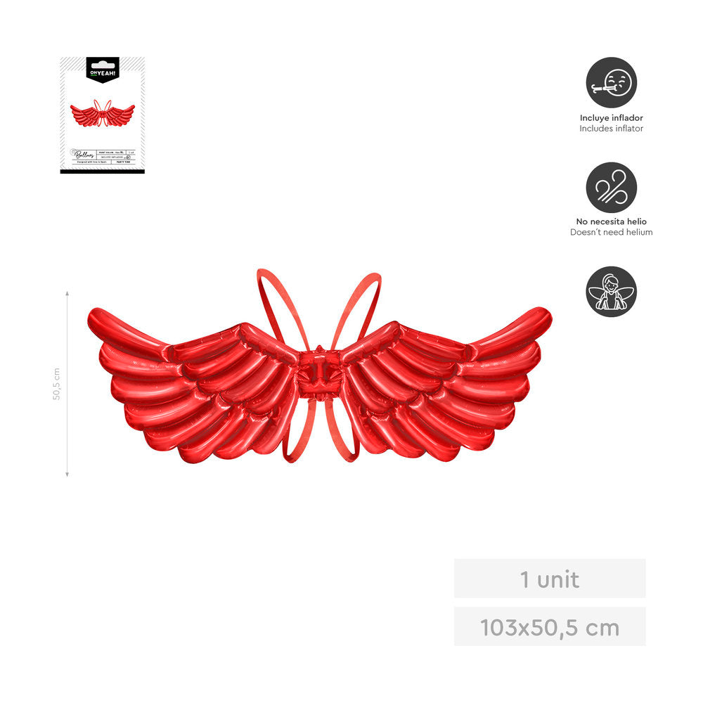 GLOBO FOIL DISFRAZ ALAS ANGEL ROJAS 103X50,5CM 41 | AMBER MOOD OH YEAH | 1 UNIDAD | 8435557733750 Imagen principal del producto