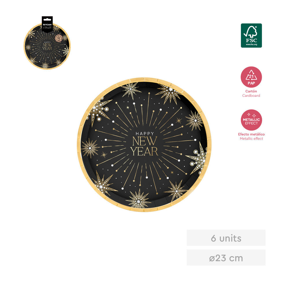 PLATO LLANO HAPPY NEW YEAR Ø23CM 6UDS | AMBER MOOD OH YEAH | ENVASE 24 UDS. UNIDAD | 18435557734365
