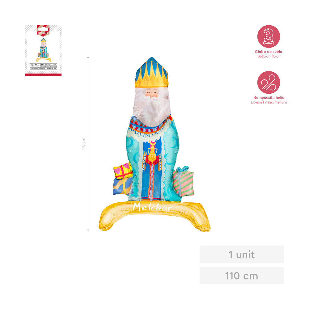 GLOBO FOIL BASE PIE REY MELCHOR 110CM 43'' 1UD | AMBER MOOD OH YEAH | 1 UNIDAD | 8435557735433