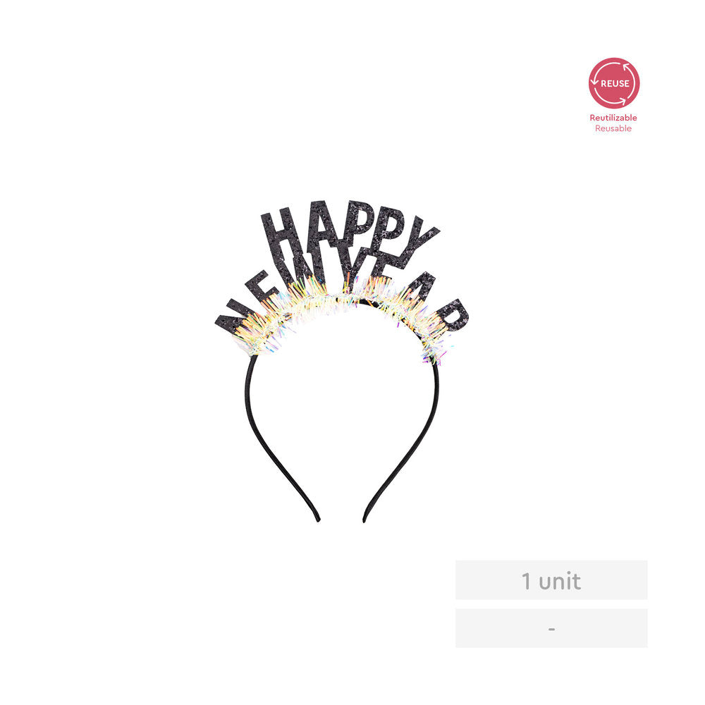 DIADEMA HAPPY NEW YEAR NEGRA ESPUMILLON 1UD | AMBER MOOD OH YEAH | ENVASE 12 UDS. UNIDAD | 28435557735734