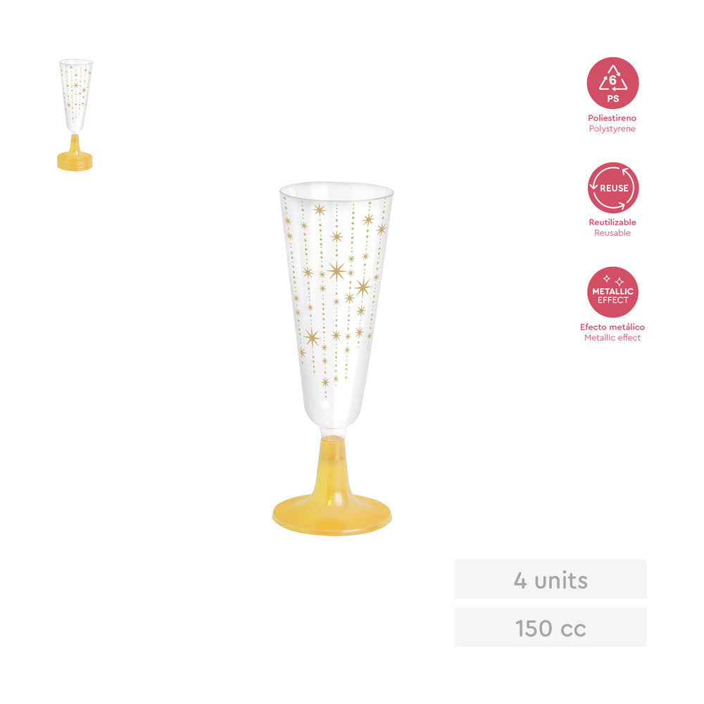 Copa Cava Estrellas Pie Oro 150cc Amber Mood Oh Yeah Pack 4 uds