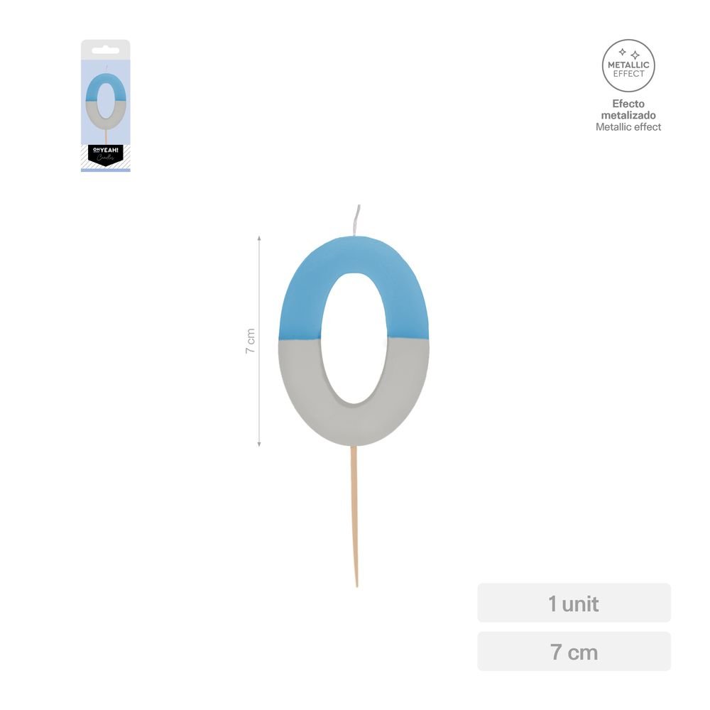 Vela Nº0 Bicolor Azul Plata 7 cm AMBER MOOD OH YEAH