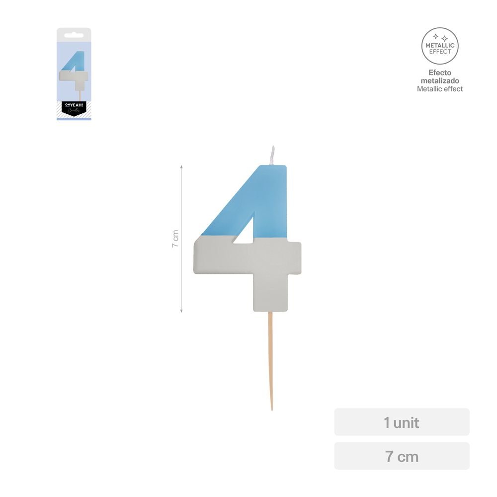 Vela Nº4 Bicolor Azul Plata Amber Mood Oh Yeah