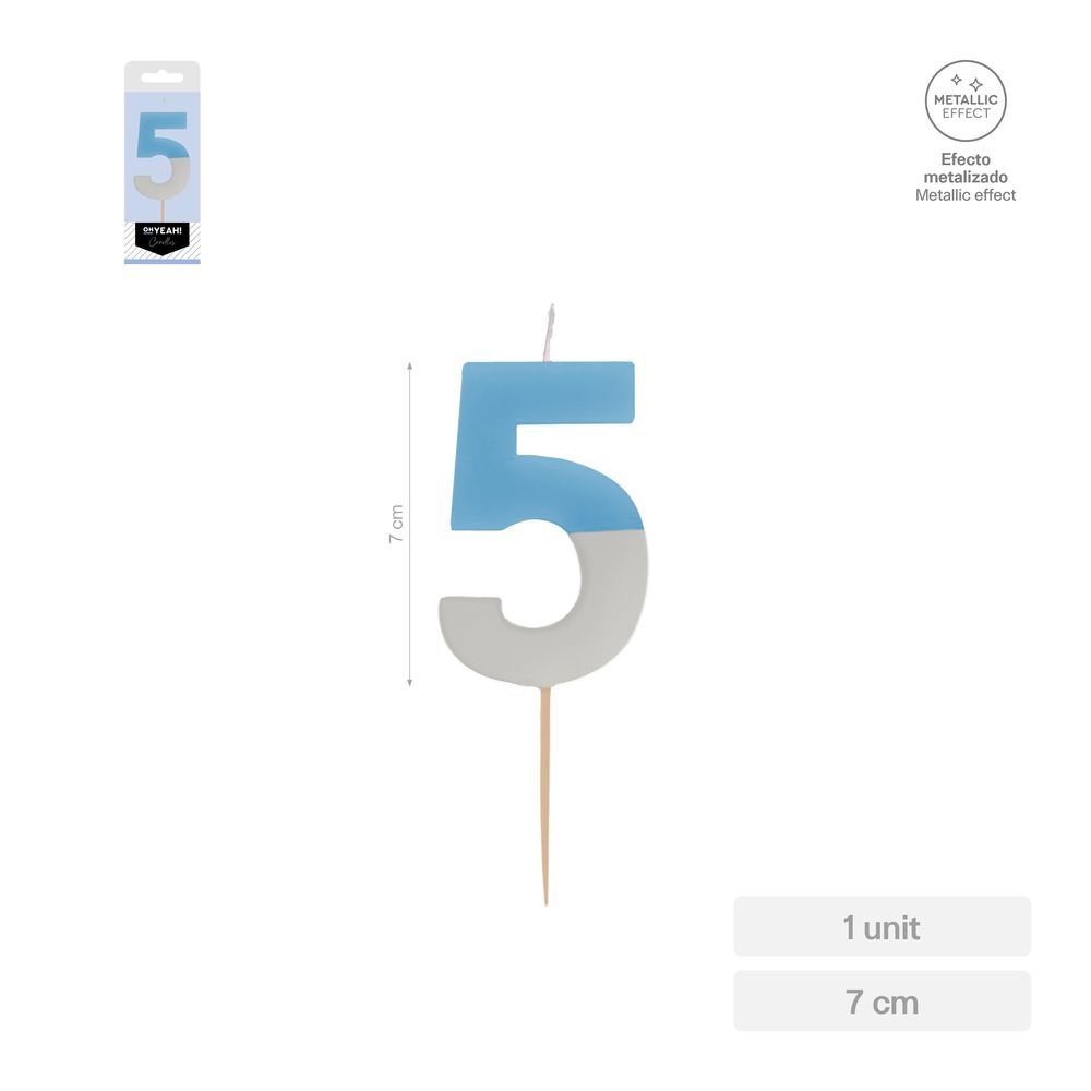 Vela Nº5 Bicolor Azul Plata 7 cm Amber Mood Oh Yeah Imagen principal del producto
