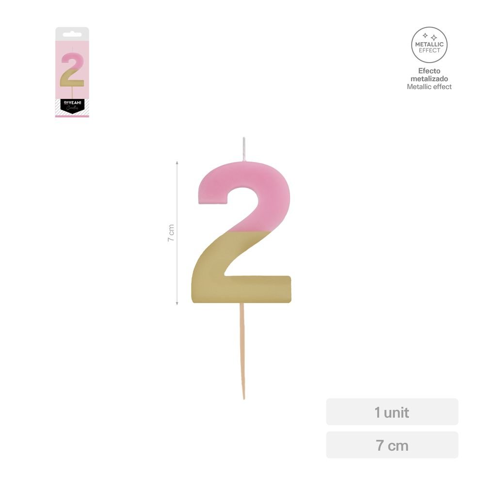 Vela Nº2 Bicolor Rosa Oro 7 cm AMBER Mood Oh Yeah