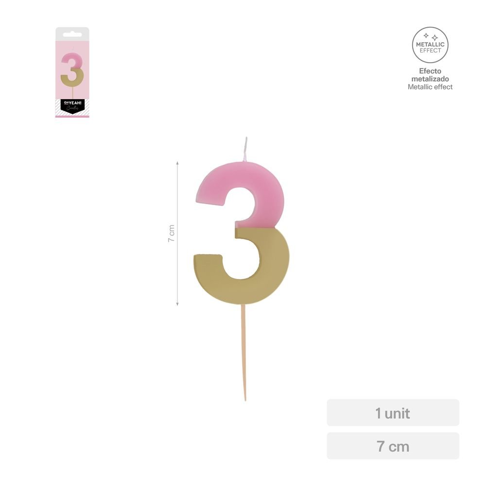 Vela Nº3 Bicolor Rosa Oro 7 cm Amber Mood Oh Yeah