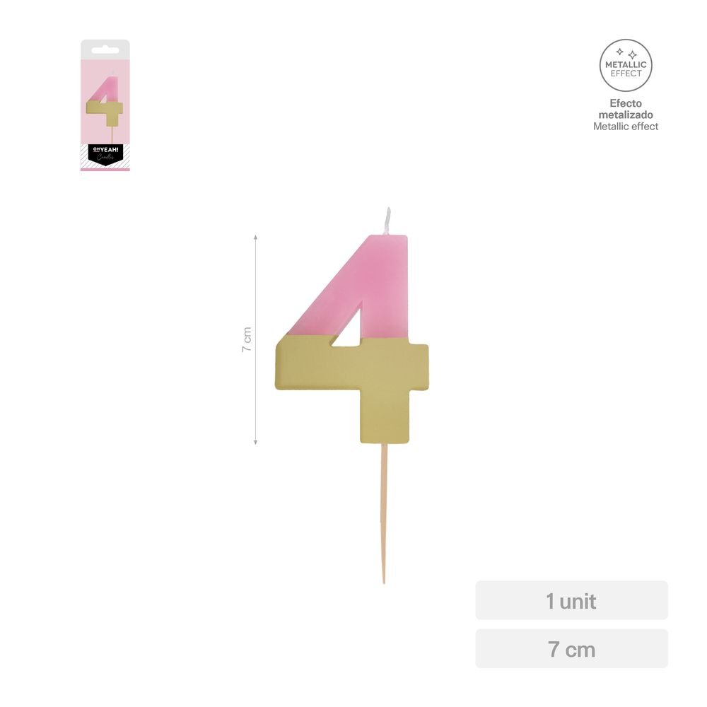 Vela Nº4 Bicolor Rosa Oro 7 cm Amber Mood Oh Yeah