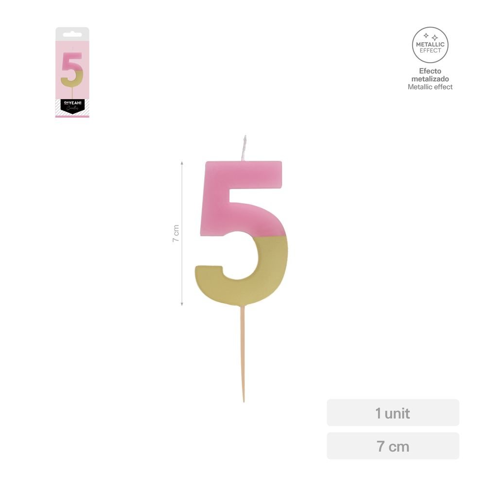 Vela Nº5 Bicolor Rosa Oro Amber Mood Oh Yeah 7 cm