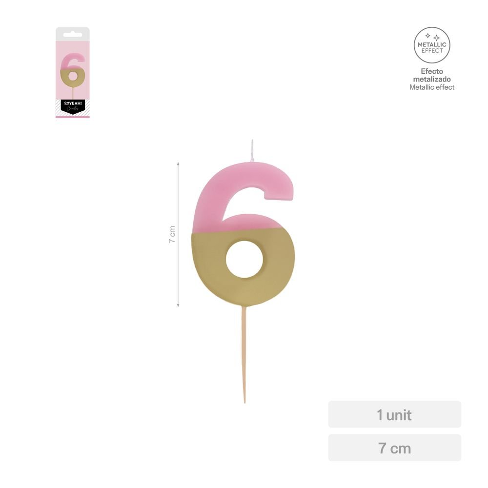 Vela Nº6 Bicolor Rosa Oro 7 cm Amber Mood Oh Yeah