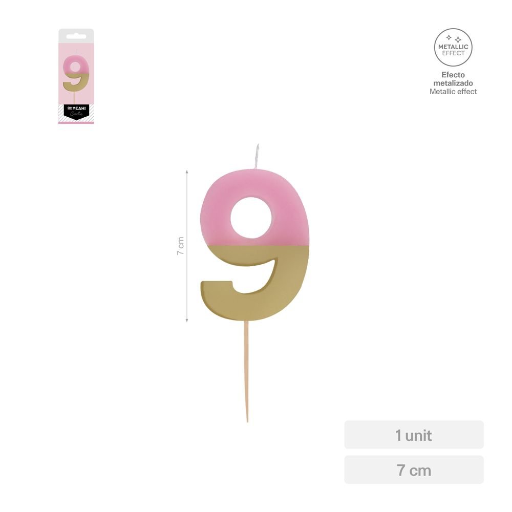 Vela Nº9 Bicolor Rosa Oro 7 cm AMBER Mood Oh Yeah