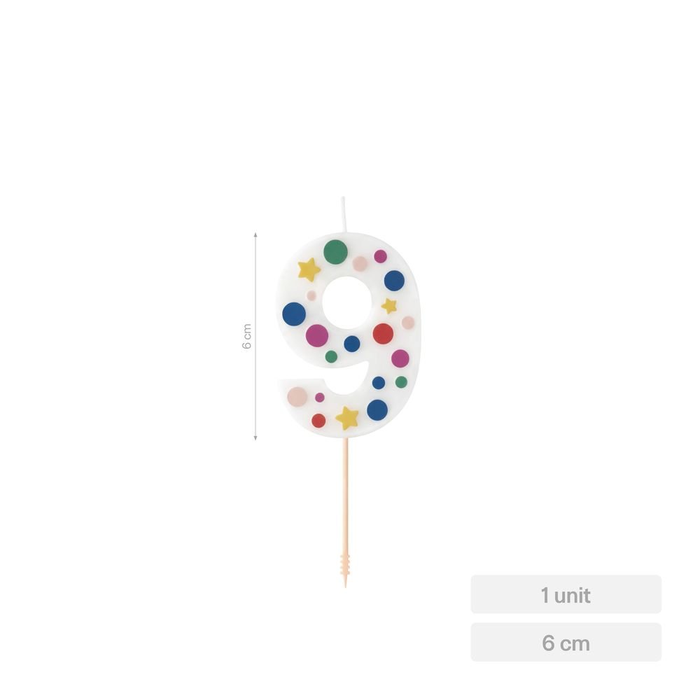 Vela Nº9 Globos 6 cm Amber Mood Oh Yeah