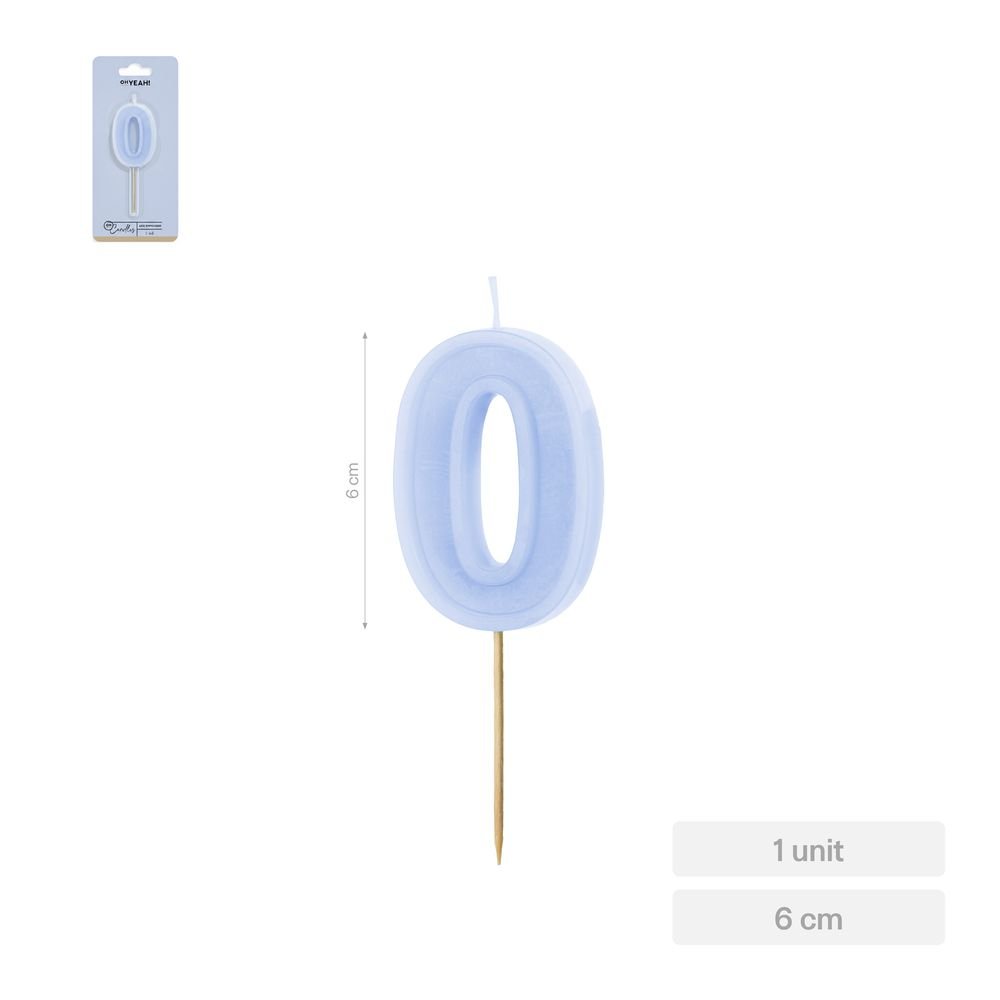 Vela Nº0 Borde Relieve Azul 6cm Amber Mood Oh Yeah