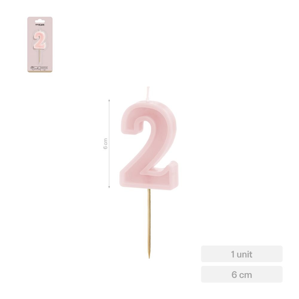 Vela Nº2 Borde Relieve Rosa 6 cm Amber Mood Oh Yeah