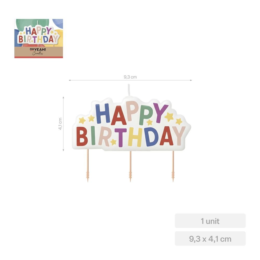 Vela Happy Birthday 9,3x4,1cm Amber Mood Oh Yeah