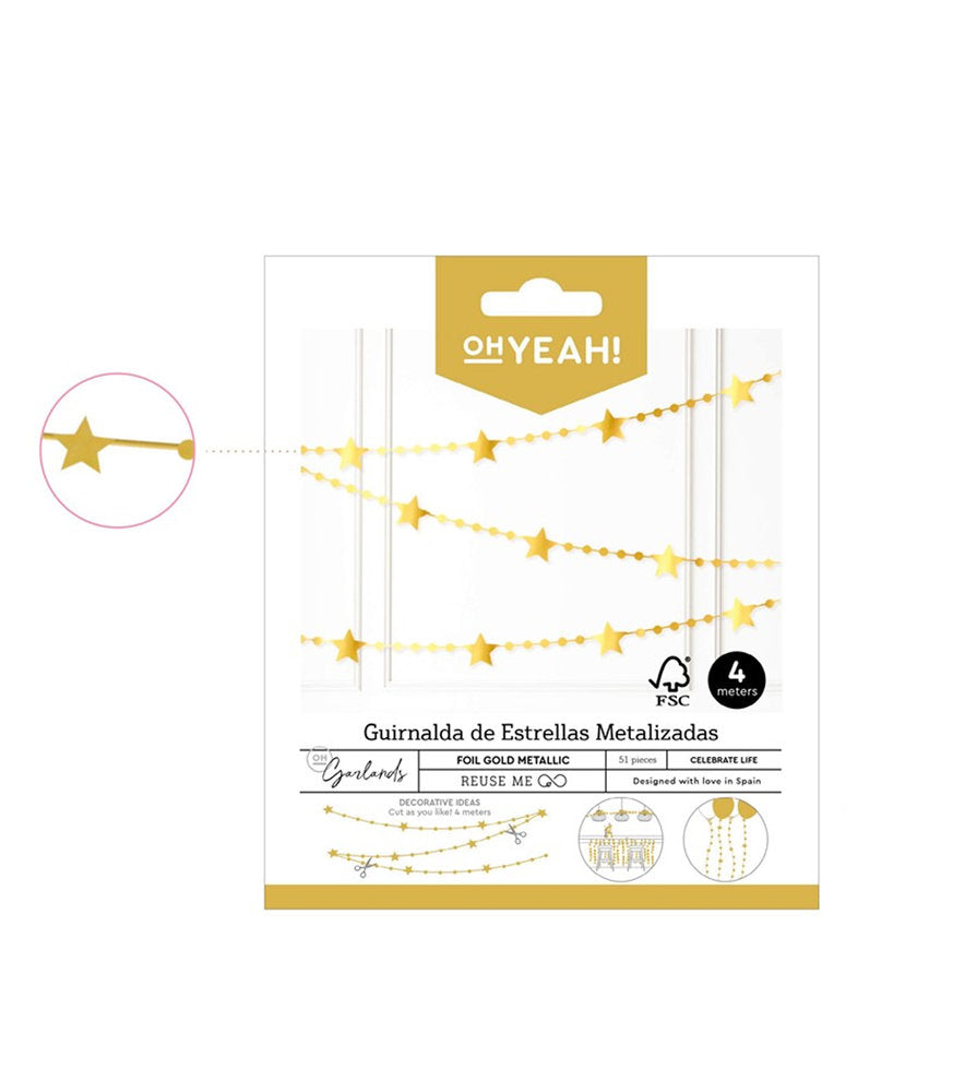 Guirnalda Estrellas Oro Foil Amber Mood Oh Yeah 51 piezas