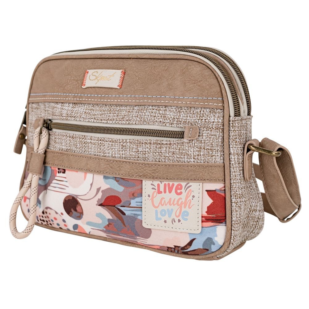 Bolso bandolera redondo Rafia polipiel Leyre Taupe ARSAMAR ENTERPRISE