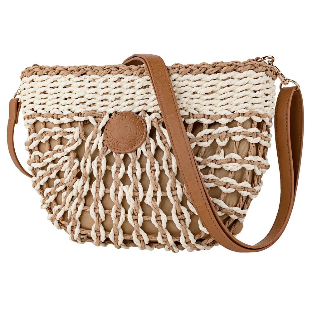 Bolso bandolera semicirculo Rafia Borah Lois Blanco ARSAMAR ENTERPRISE Imagen principal del producto