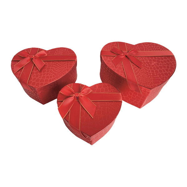 SET 3 CAJAS CORAZON ROJAS BRILLO 20X22X9 | ARGUVAL, S,L, | 1 UNIDAD | 8435593453773