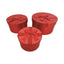 Set 3 Cajas Redondas Rojas Brillo ARGUVAL 20x20x11
