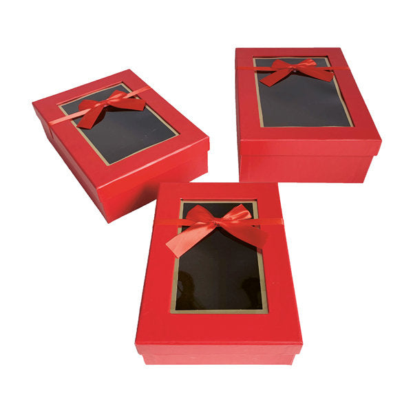 Set 3 Cajas Rectangulares Grandes con Ventana Argual, 21x29x9,5 cm
